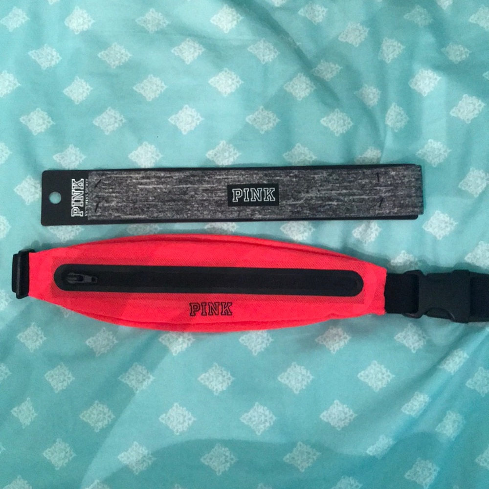 NWT PINK HEAD BAND AND MESH FANNY  PACK